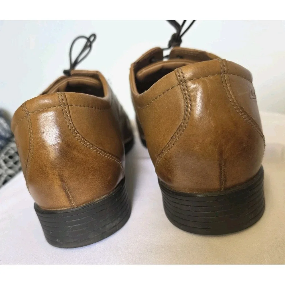 Clarks Mens Tan/Light Brown Tilden Cap Shoes US 13W